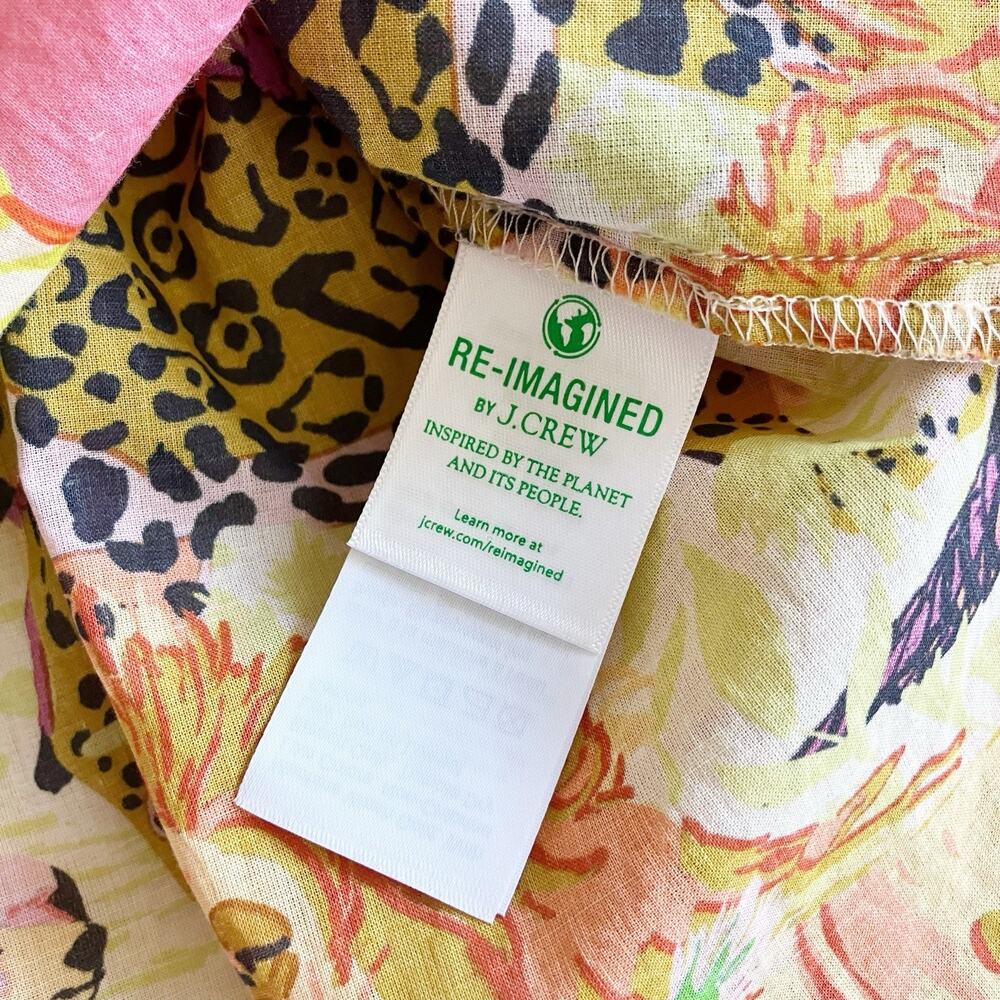 J Crew Women Classic Popover Blouse Sz 0 Safari Ratti Animals AN100 100% Cotton - Picture 7 of 9